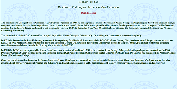 Eastern Colleges Science Conference First Website